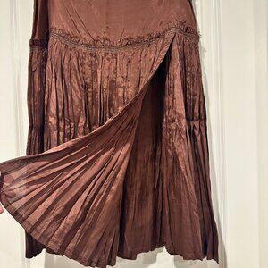 Zara Women Toffee Colored High Waist Crinkle Pleated Skirt, Size L